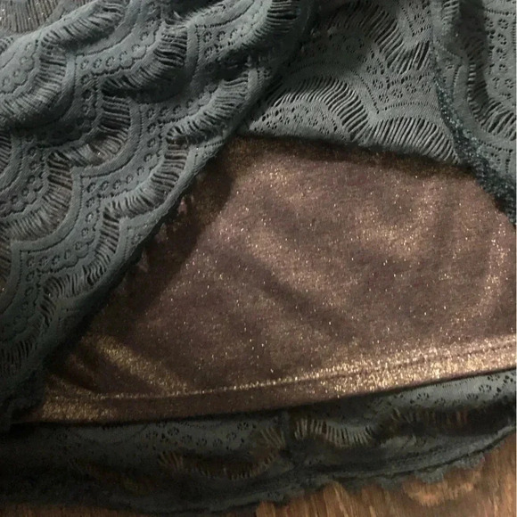 Free People FP Green Scalloped Lace back cutout mini Dress Women's Size Small - Picture 7 of 13